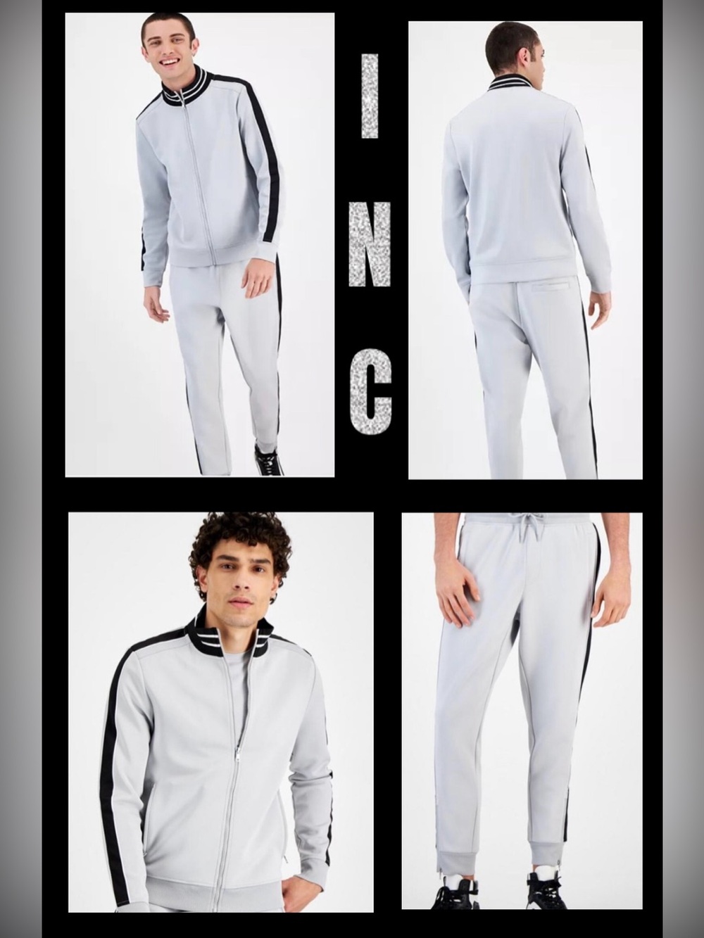 NWT INC International Concepts Neoprene Tracksuit Set Jacket Pants Gray Men XXL